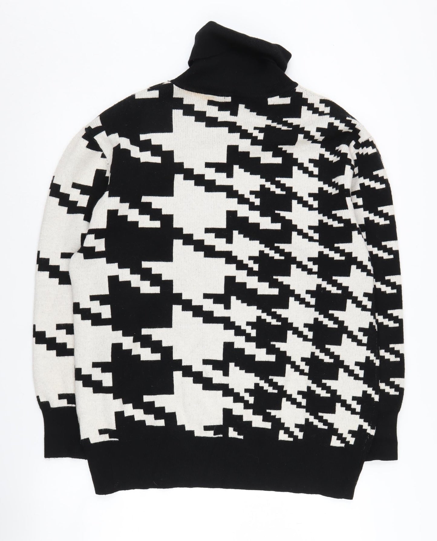 Sweewë Women's Black Geometric Roll Neck Sweater M