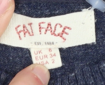 Fat Face Women's Blue Striped Pullover Jumper, Size 6