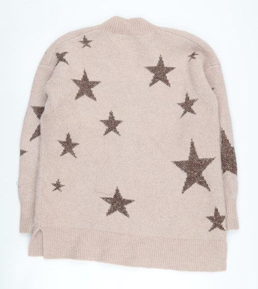 AllSaints Women's Pink Star Knit V-Neck Jumper Size S