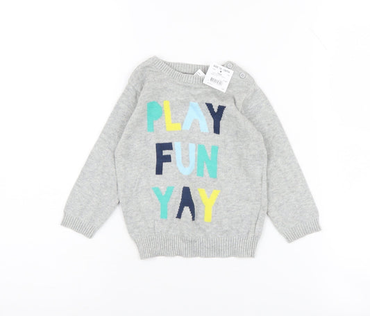 Tiny Little Wonders Unisex Grey Pullover Jumper 12-18 Months