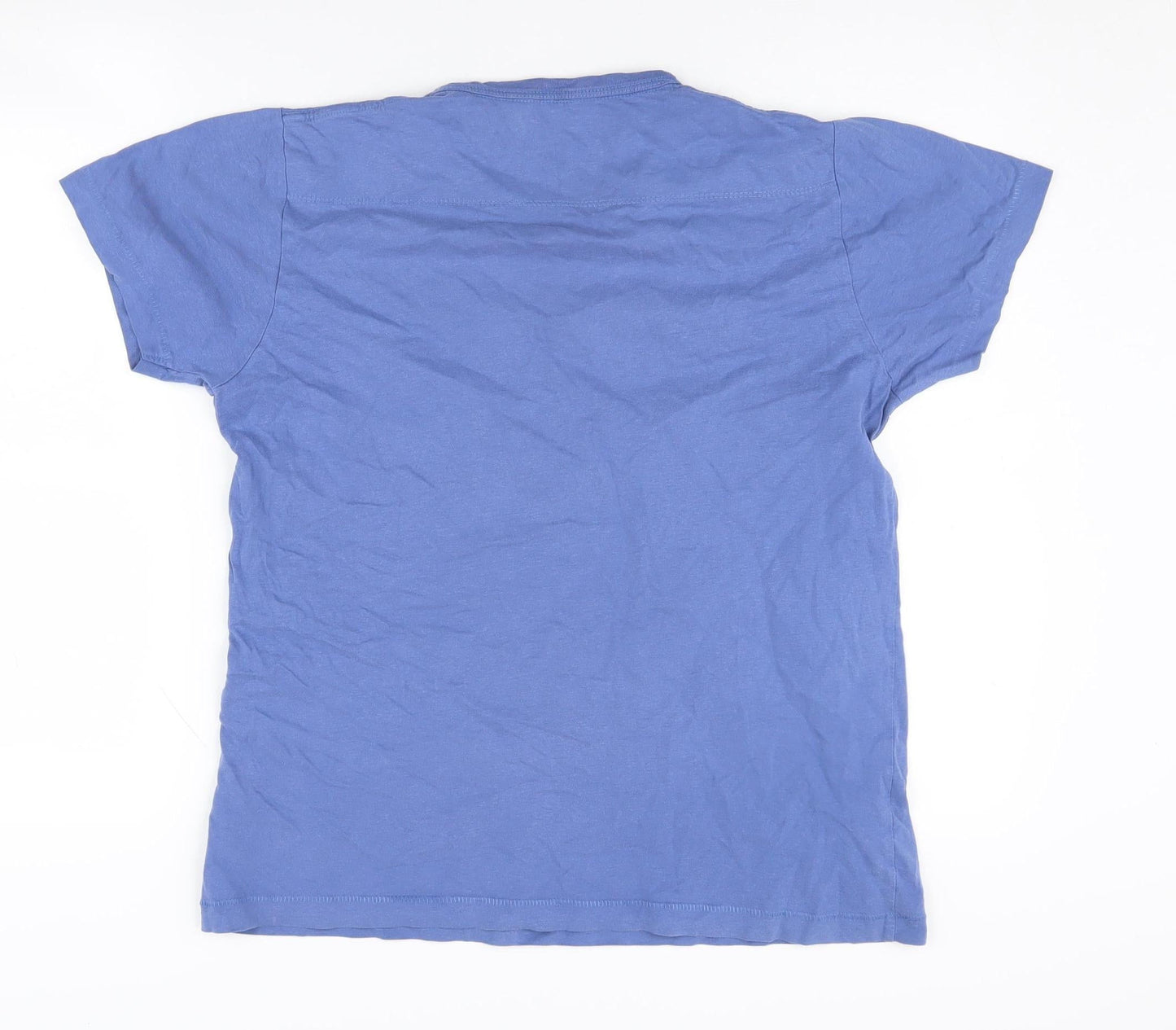 French Connection Men Blue T-Shirt, Medium, Crew Neck Classic