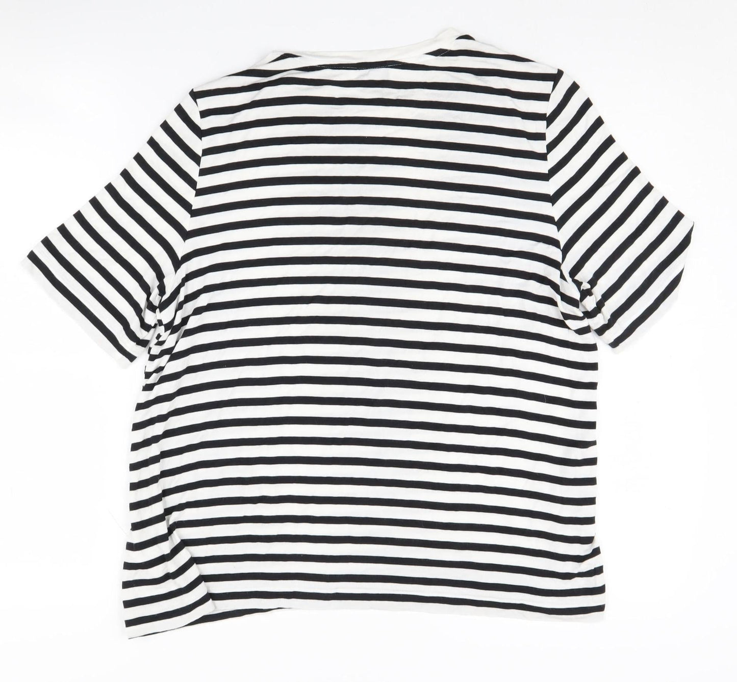 Marks & Spencer Women's Black Striped T-Shirt Size 10