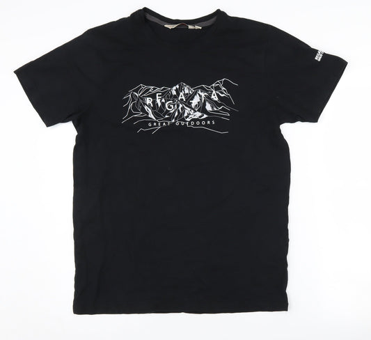 Regatta Men's Black Cotton Graphic T-Shirt M