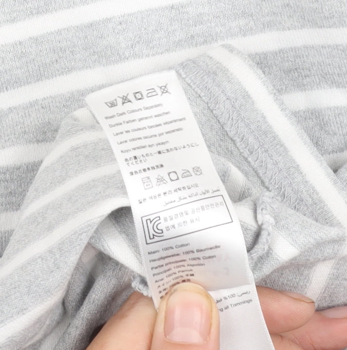 Joules Women's Grey Striped Long Sleeve T-Shirt