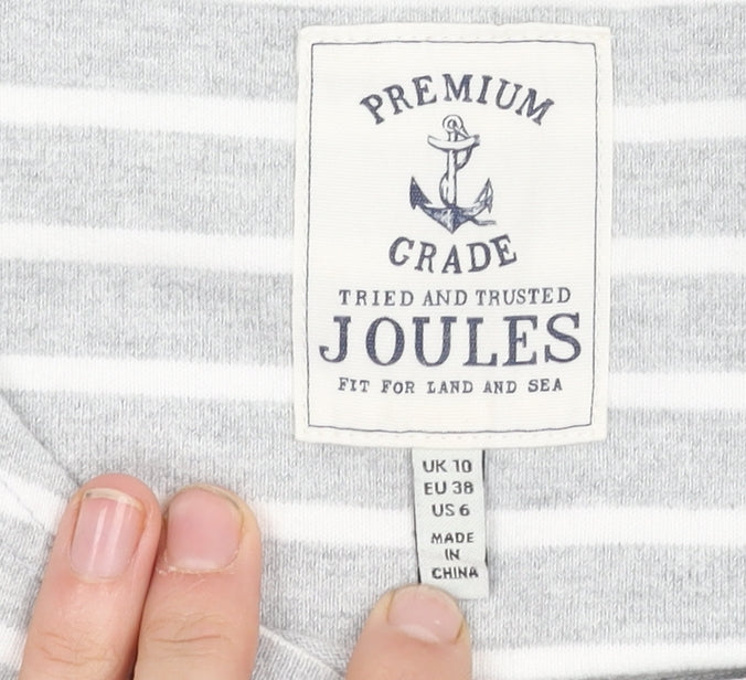 Joules Women's Grey Striped Long Sleeve T-Shirt