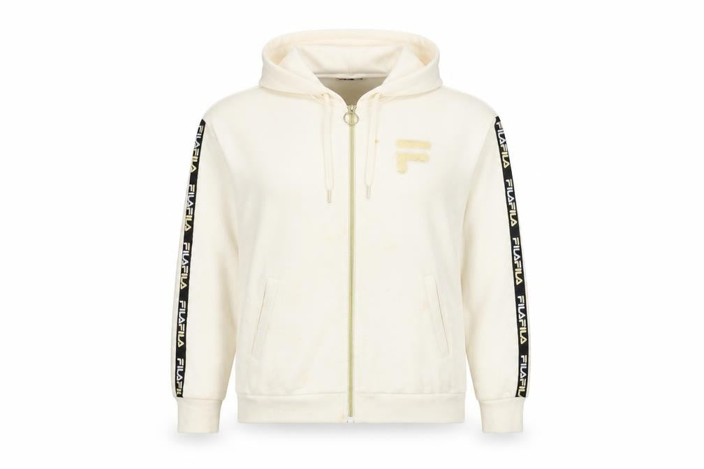 Unisex Adults UK XS Regular FILA Ivory Full Zip Hoodie
