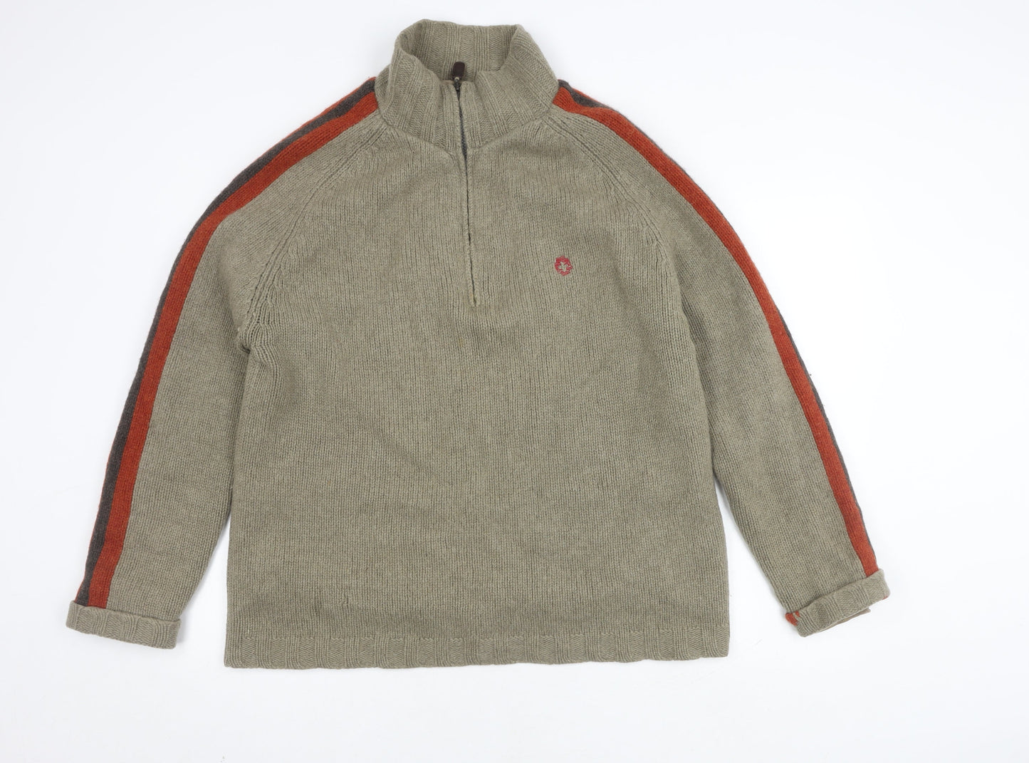 White Stuff Men's Beige Wool Full Zip Jumper XL