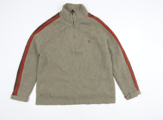 White Stuff Men's Beige Wool Full Zip Jumper XL