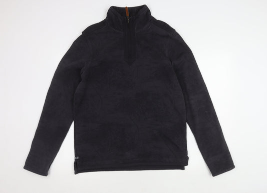 Fat Face Men’s Black Cotton Half-Zip Sweatshirt, Size S