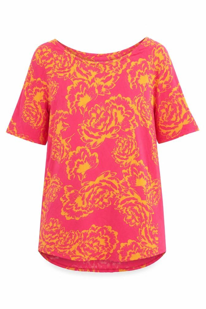 Next Women Pink Floral Top, Size 14, Short Sleeve Viscose
