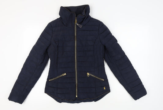 Joules Women's Blue Puffer Jacket Size 8 Casual Zip