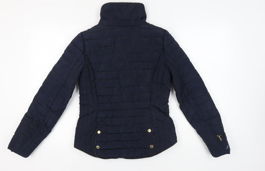 Joules Women's Blue Puffer Jacket Size 8 Casual Zip