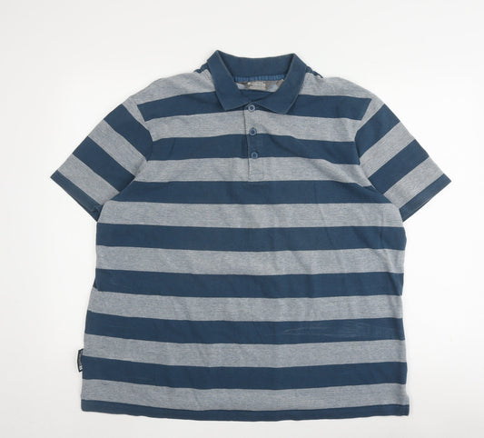 Mountain Warehouse Men's 2XL Blue Striped Polo Shirt