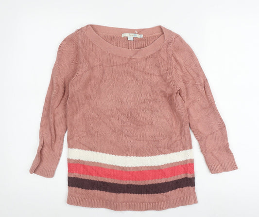 Boden Women's Pink Striped Cotton Pullover Jumper Size 8