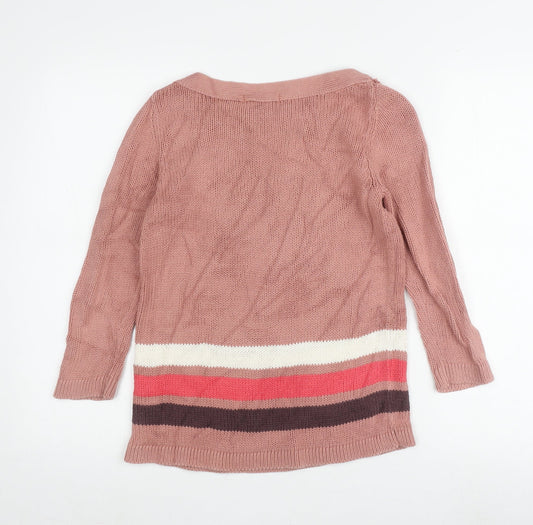 Boden Women's Pink Striped Cotton Pullover Jumper Size 8