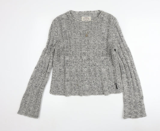 Armani Jeans Women's Grey Cable-Knit Pullover Jumper Size M