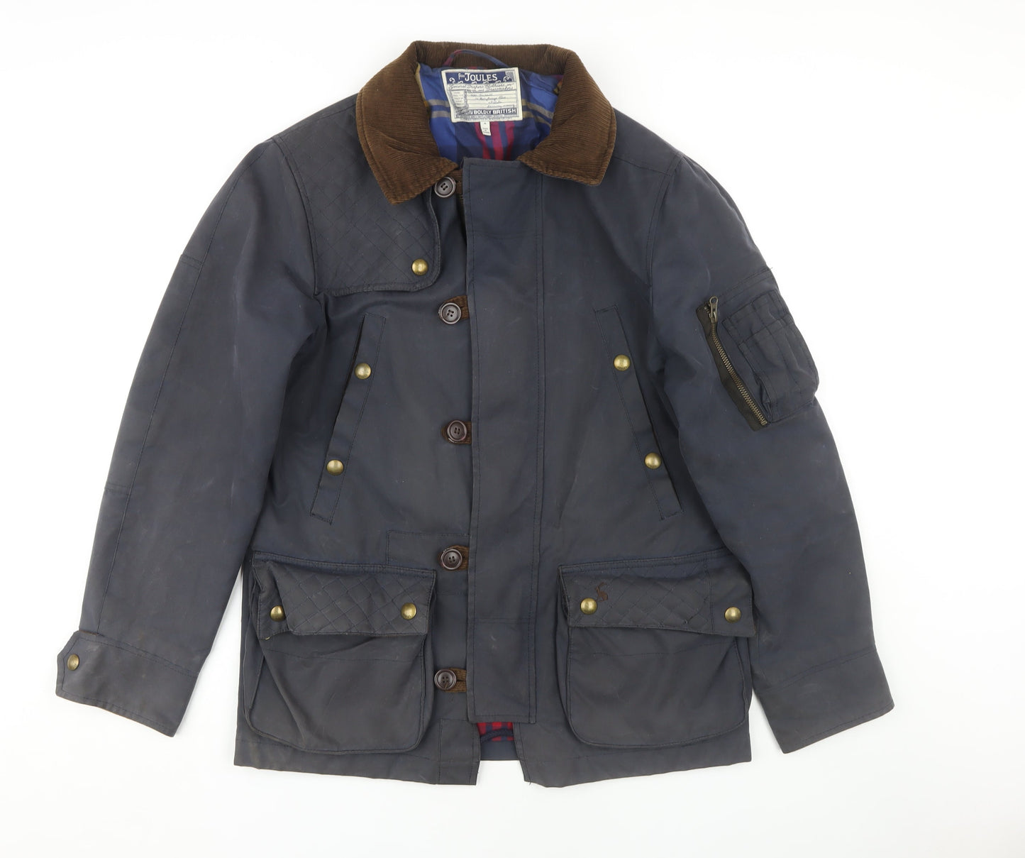 Joules Men's Blue Mid-Length Jacket Size M