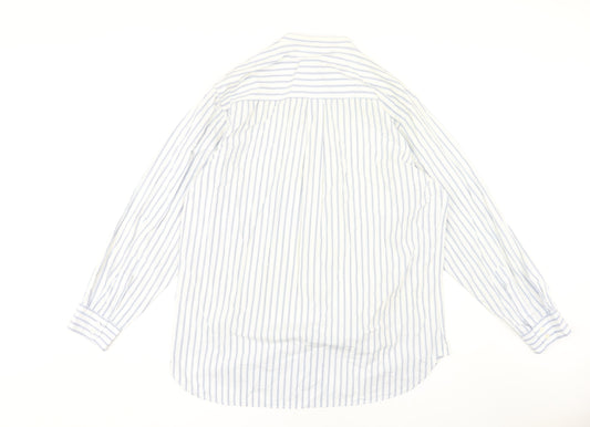 Boden Men's White Striped Long Sleeve Shirt - Large