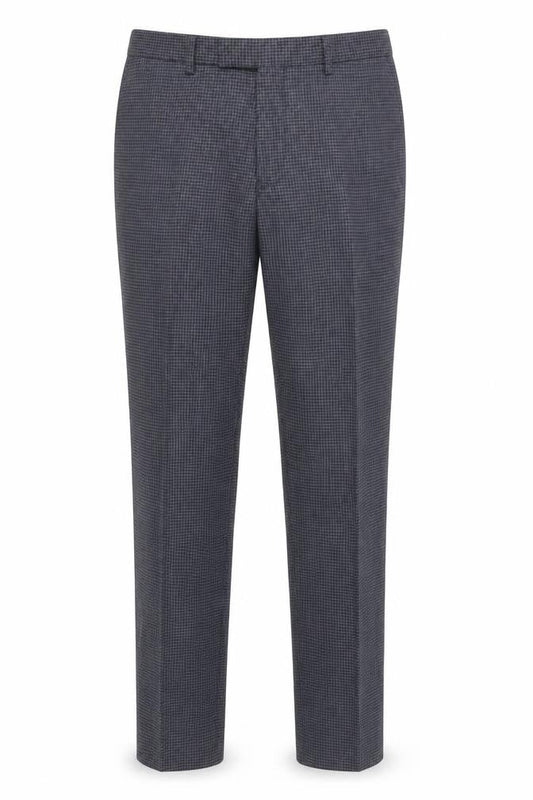 Moss London Men's Grey Check Trousers, Size 34