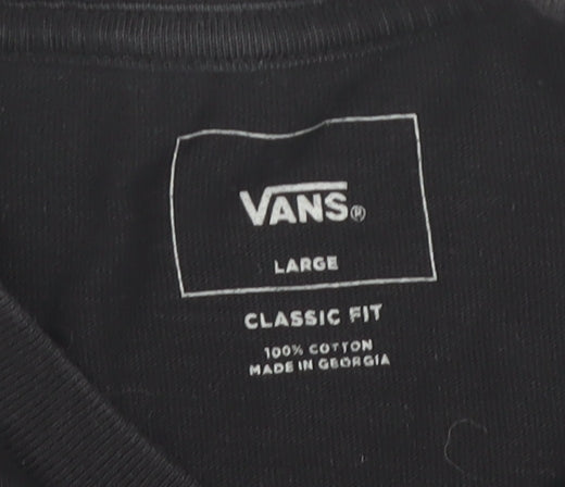 Vans Men's Black Long Sleeve T-Shirt, Size L, Classic Fit