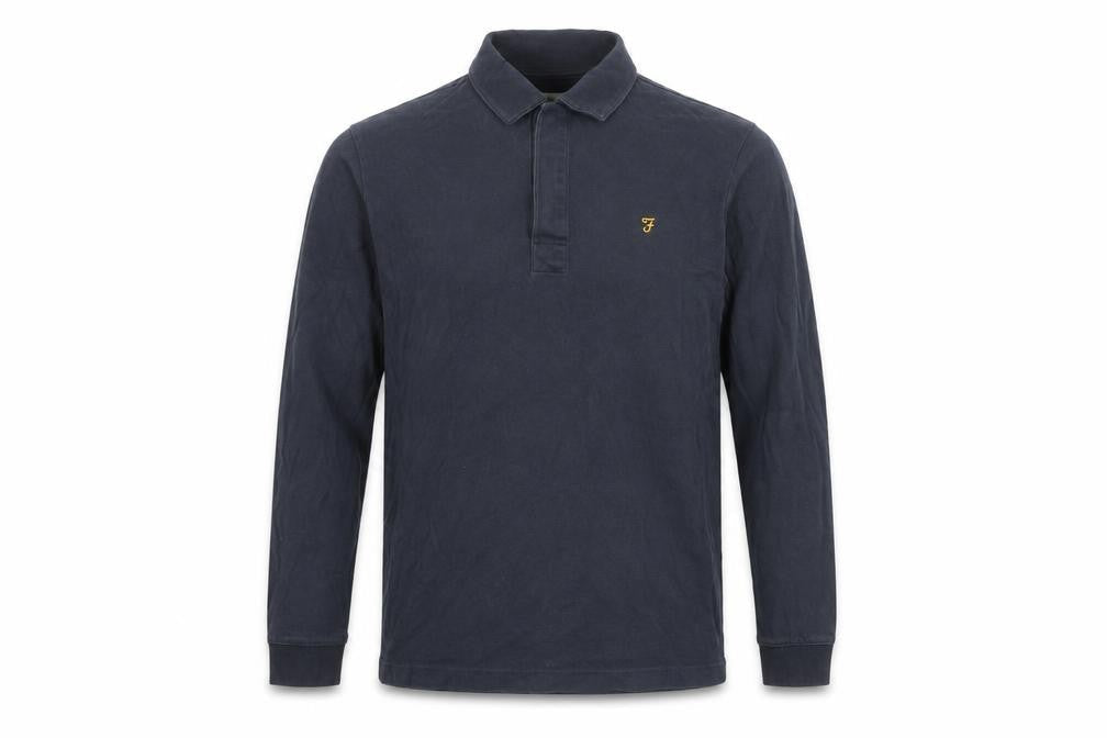 Farah Blue Men's S Long Sleeve Polo Shirt