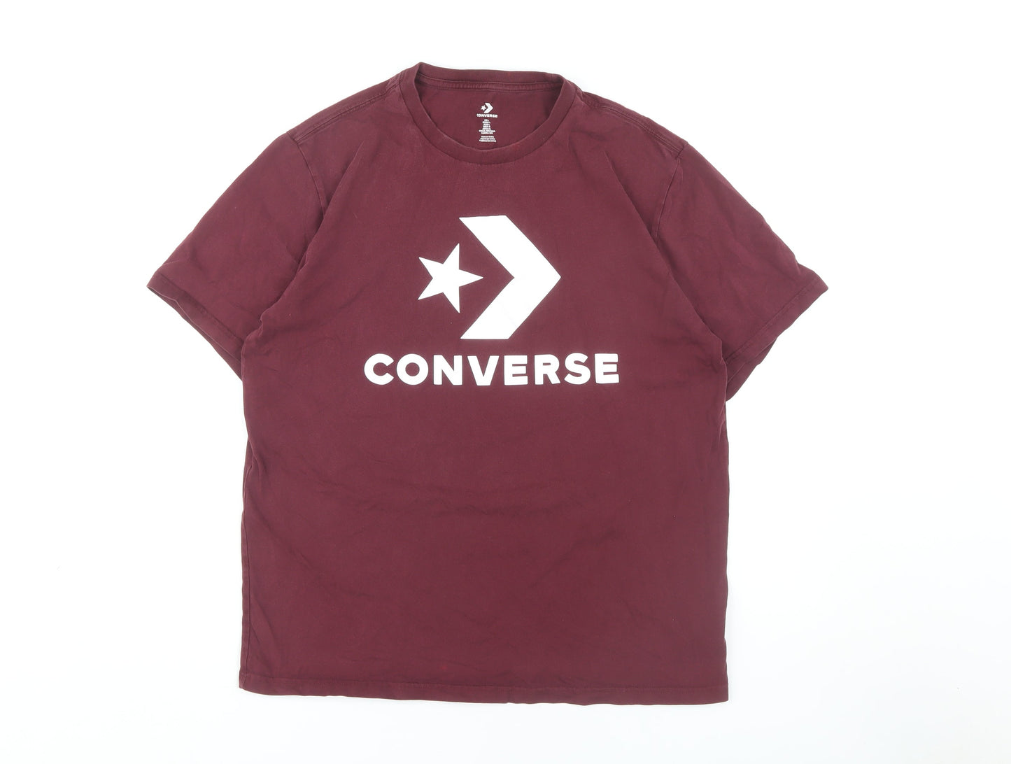 Converse Men's Red Cotton T-Shirt, L, Classic Crew Neck