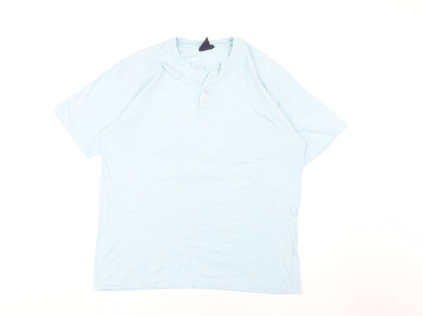 Cotton Traders Men's Blue Henley T-Shirt, L