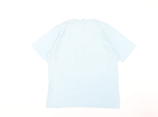 Cotton Traders Men's Blue Henley T-Shirt, L