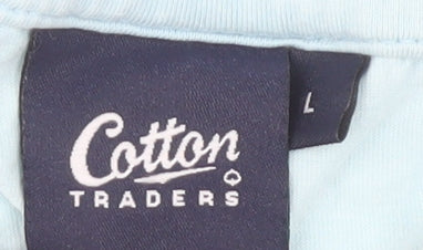 Cotton Traders Men's Blue Henley T-Shirt, L