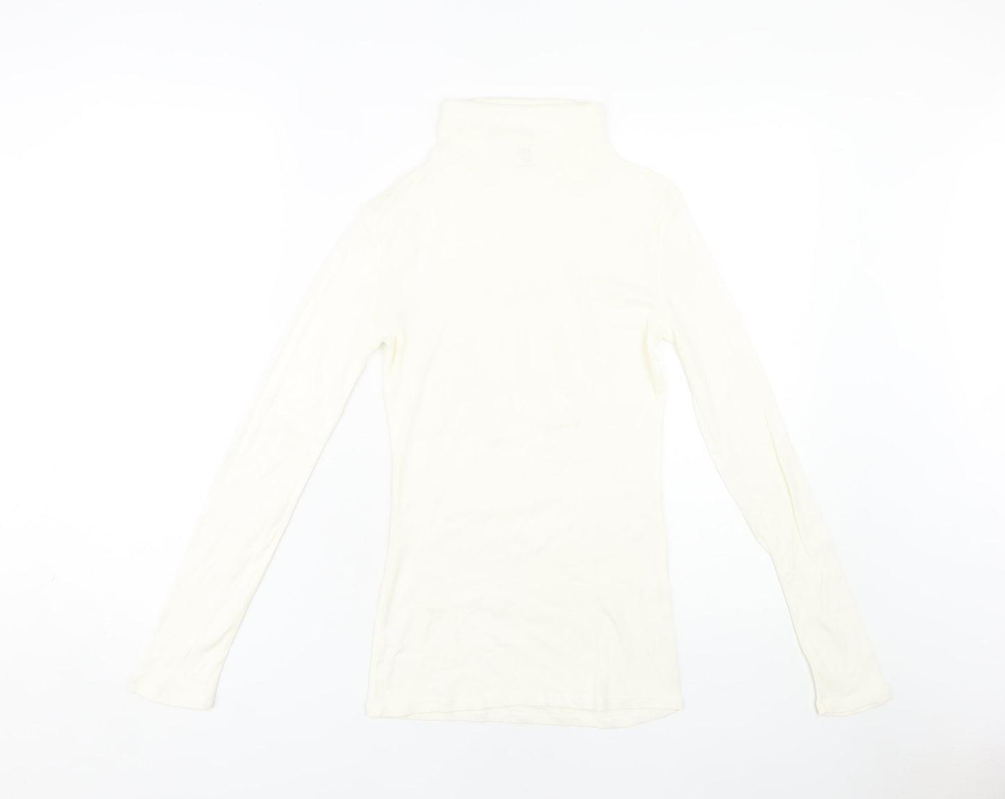 GAP Women's White High Neck Long Sleeve Cotton Top XS