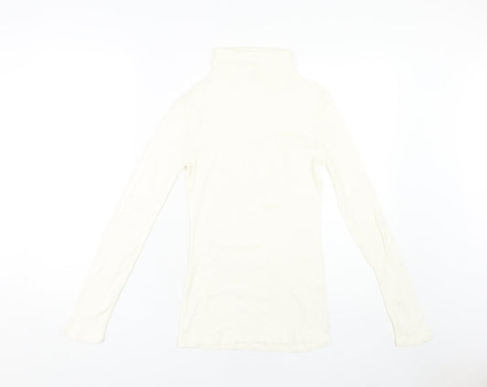 GAP Women's White High Neck Long Sleeve Cotton Top XS