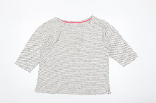 Boden Women's L Striped T-Shirt, 3/4 Sleeve, White