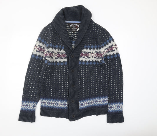 Hilfiger Denim Men's Blue Cable-Knit Cardigan, Size L