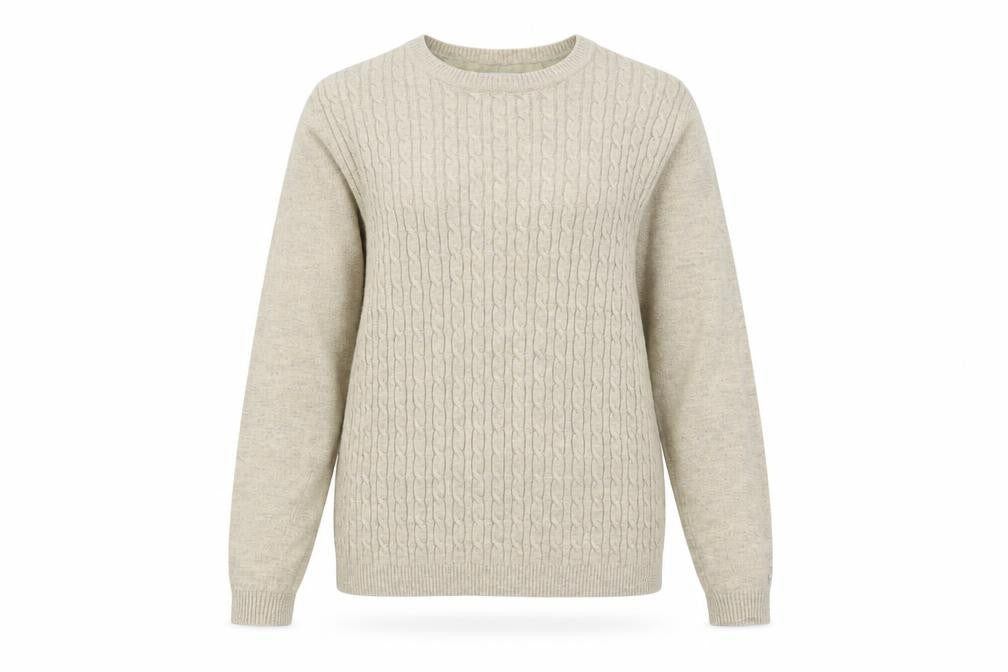 Tulchan Beige Cable-Knit Women's Jumper, Size S