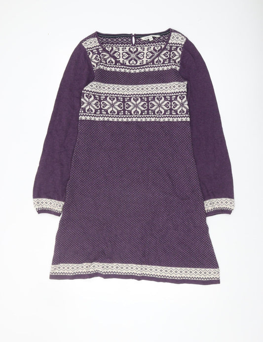 Fat Face Women's Purple Fair Isle Jumper