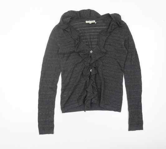 Laura Ashley Women's Grey Cardigan, Size 8, V-Neck Knit