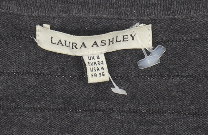 Laura Ashley Women's Grey Cardigan, Size 8, V-Neck Knit