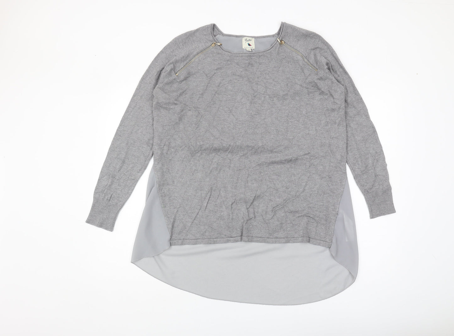 Yumi Women's Grey Long Sleeve Knit Jumper M