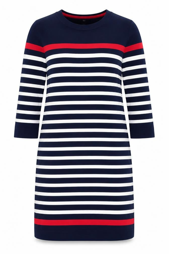 M&Co Women's Blue Striped Shift Dress Size 12