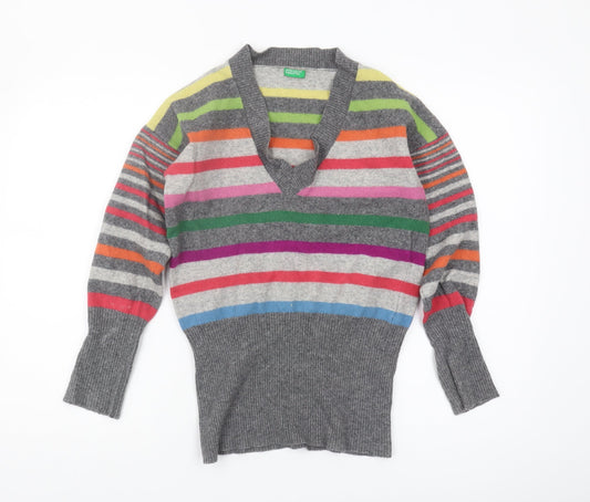 United Colors of Benetton Women's Multicoloured Striped Jumper - M