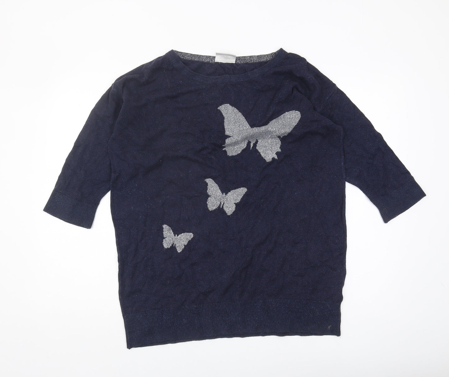 Wallis Women's Blue Butterfly Pullover Jumper M