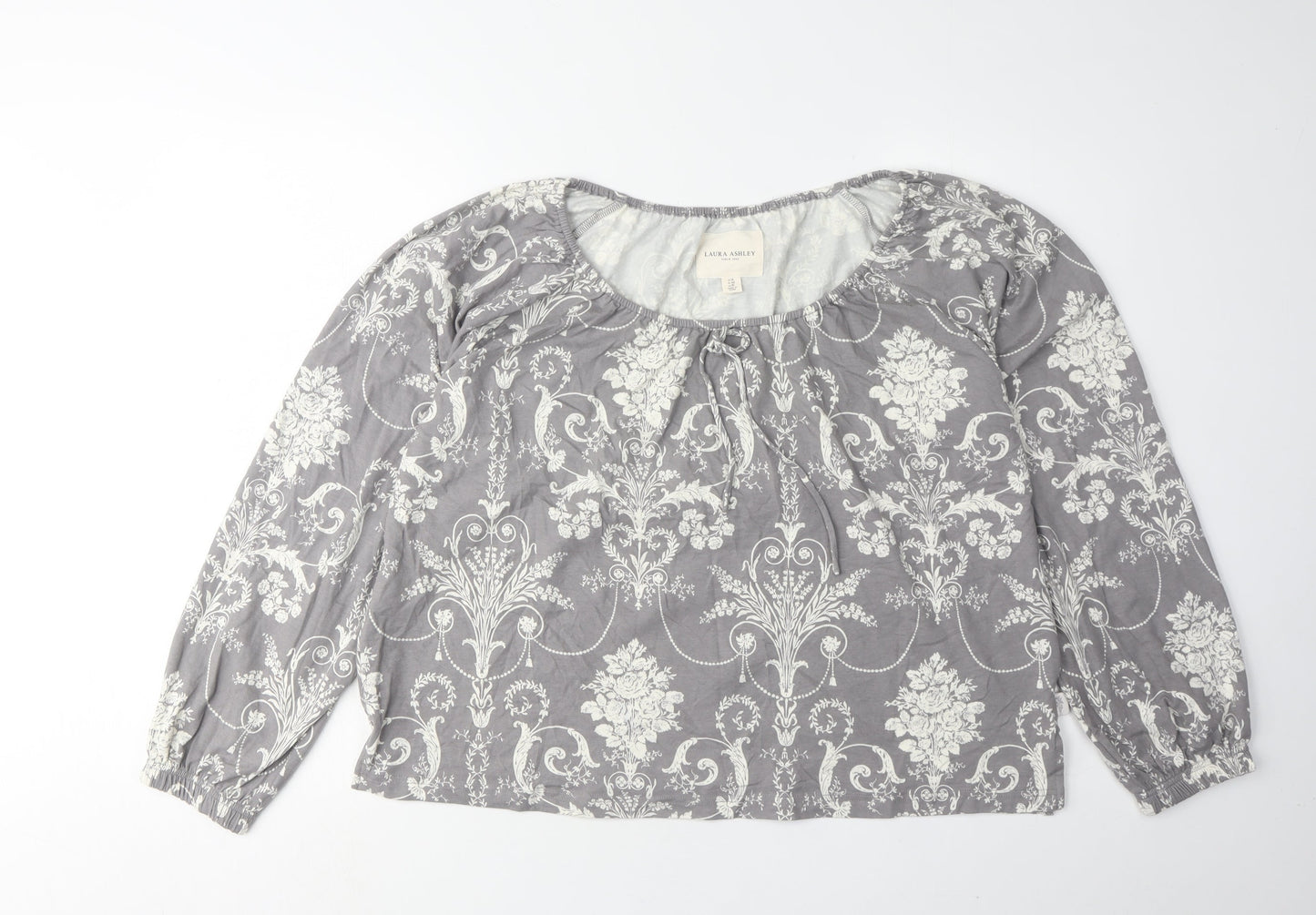 Laura Ashley Women's Grey Floral Blouse Size 14