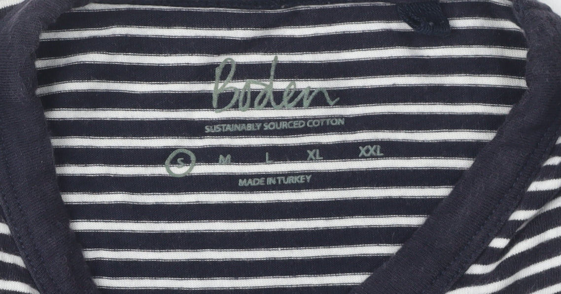 Boden Unisex Black Striped T-Shirt, S, Crew Neck, Casual