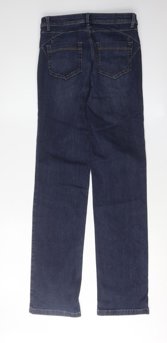 Marks and Spencer Women's Blue Straight Trousers, Size 8