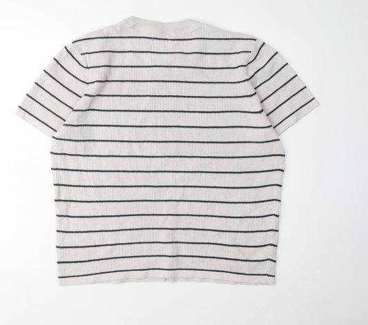 Hammond & Co. Men's Beige Striped T-Shirt L