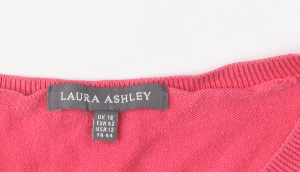 Laura Ashley Women's Pink Crew Neck Jumper, Size 16