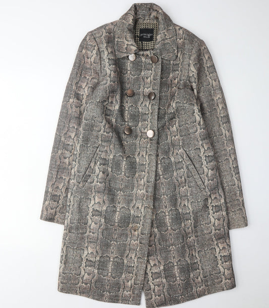 Principles Women's Grey Animal Print Pea Coat Size 10