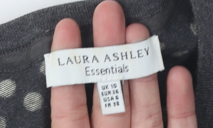 Laura Ashley Women's Grey Polka Dot Cardigan Size 10