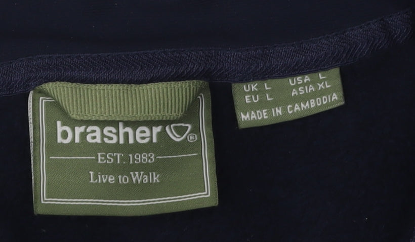 Brasher Men's Blue Fleece 1/4 Zip Jacket, L, Casual Outdoor