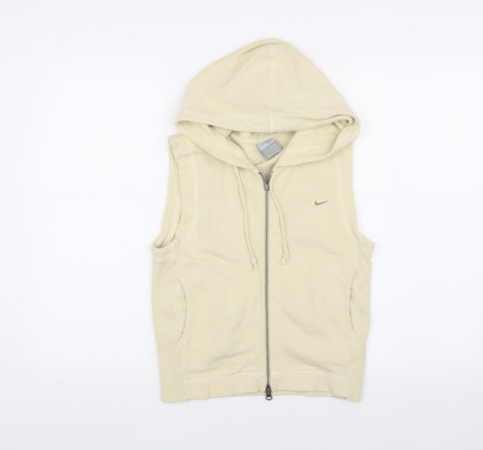 Nike Men's Beige Hooded Jacket - Medium, Casual Style